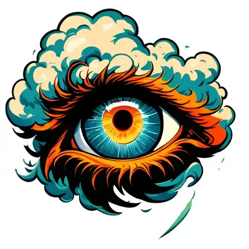 large storm cloud hurricane with eye looking tattoo design idea