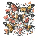 Frankie Joy written with butterflies and lovehearts tattoo design idea