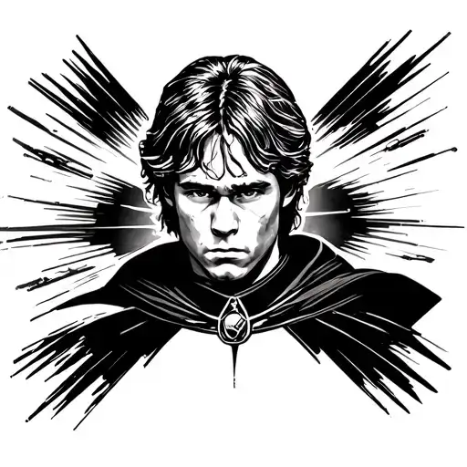 I want a tattoo design of Anakin Skywalker that represents the perfect balance between light and darkness. The image sho tattoo design idea