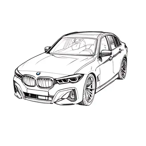 winston churchil in a BMW 3 series  tattoo design idea