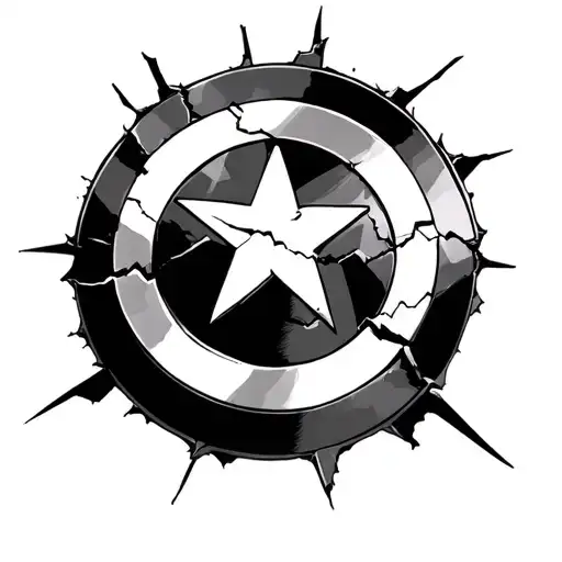 Captain America with broken shield from Endgame assemble tattoo design idea