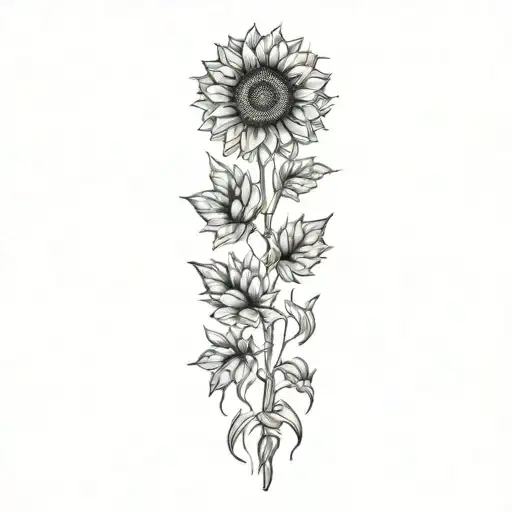 sunflower intertwined tattoo design idea