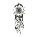 sunflower intertwined tattoo design idea