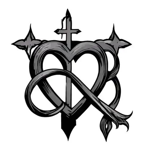 include a heart,  An Infinity Sign, Including A Cross  tattoo design idea