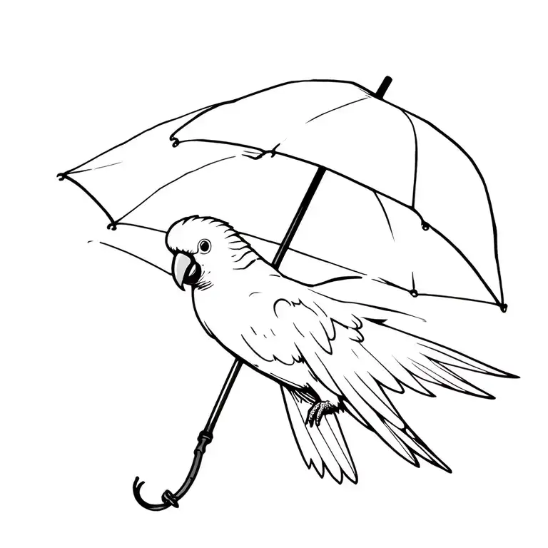 umbrella cockatoo flying tattoo design idea