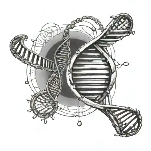 DNA double helix connecting atoms tattoo design idea