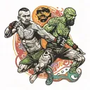 psychadelic mma fighters tattoo design idea