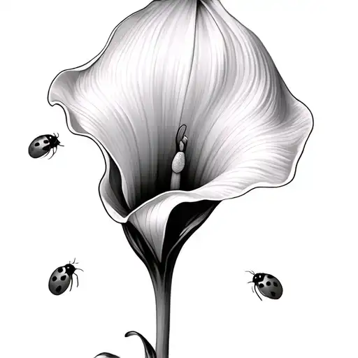 calla lily with lady bugs around it  tattoo design idea