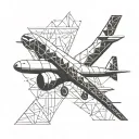 A minimalist geometric design incorporating the name 'Tavion' in a stencil font tattoo design idea