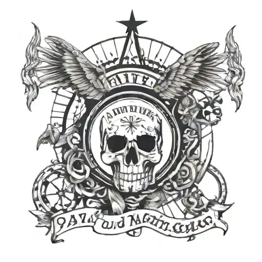 A poetic quote in Dutch Indies language, surrounded by Americana music symbols, reflecting the client's diverse interests tattoo design idea