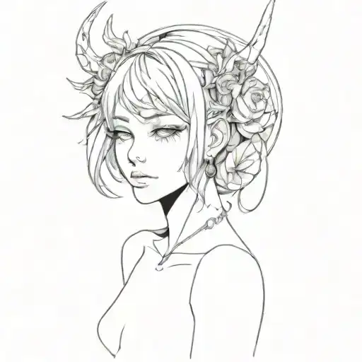 anime gothic with demon страшные  tattoo design idea