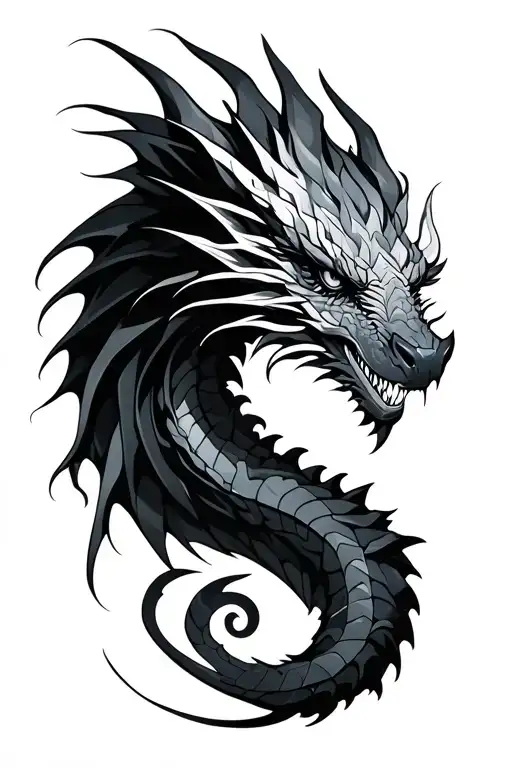 Dragon in tribal / cybersigalism tattoo design idea