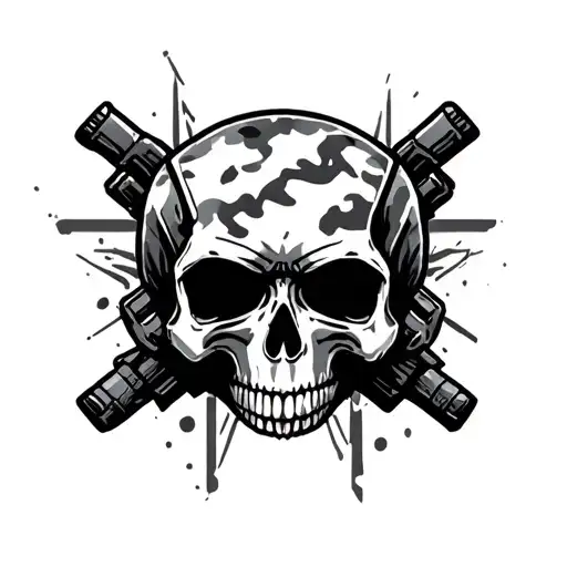 Combine a camouflage pattern with a stylized skull for a modern military-inspired tattoo tattoo design idea