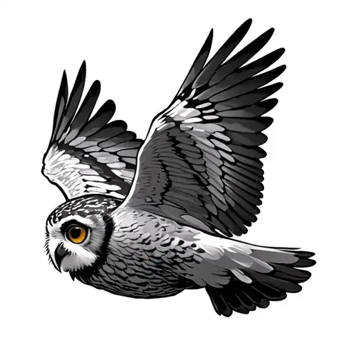 owl flying tattoo design idea