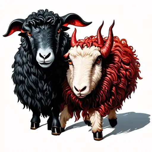 black sheep and a devil tattoo design idea