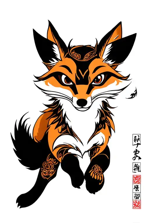 overhead of fox running tattoo design idea