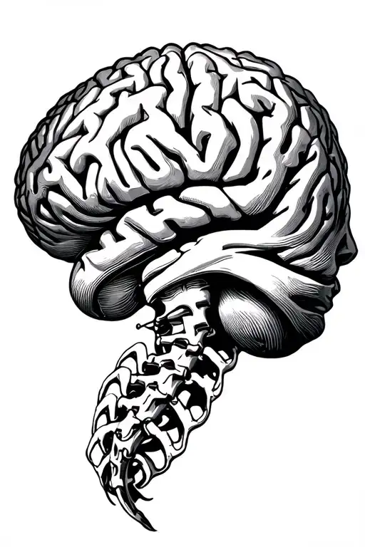 Brain nervous system spine tattoo design idea