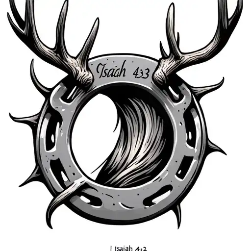 "Isaiah 43:2" Horse shoe just the antler tattoo design idea