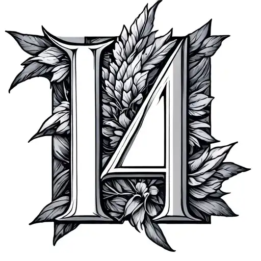 Roman Numeral 14 tattoo design idea