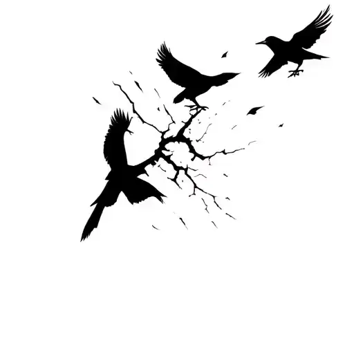 itachi sillouette breaking into crows in his genjutsu tattoo design idea