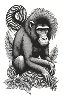 Baboon sitting on zebra unicorn with wings tattoo design idea