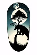 men half sleeve tree bear moon tattoo design idea