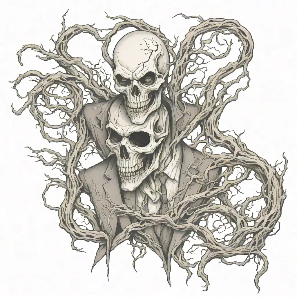 Photo of Slender Man,creepy, horror, highly detailed, digital painting, artstation,8k, high quality tattoo tattoo design idea