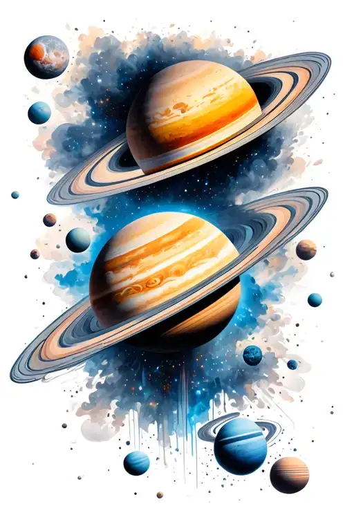 solar system exploding planet tattoo design idea
