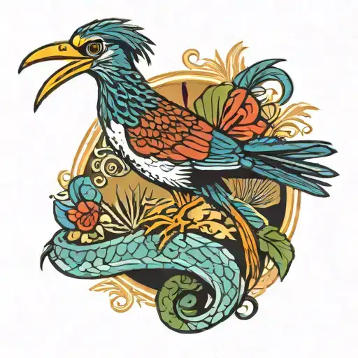 roadrunner and texas with snake wrapped tattoo design idea