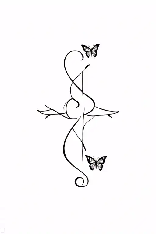 Cross, semicolon, butterflys, survivor tattoo design idea
