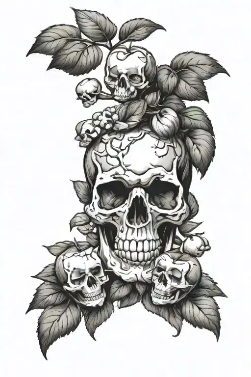 apple tree where the apples are skulls tattoo design idea