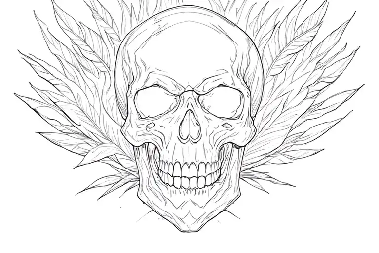 flaming skull 3d tropical out of space surrounded tattoo design idea