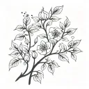 Rose hip and stars willow branches tattoo design idea