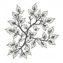 Rose hip and stars willow branches tattoo design idea