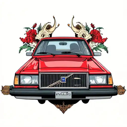 Volvo 940 combined with Viking culture  tattoo design idea