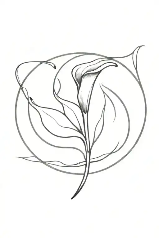 calla lily and fulcrum symbol incorporated tattoo design idea