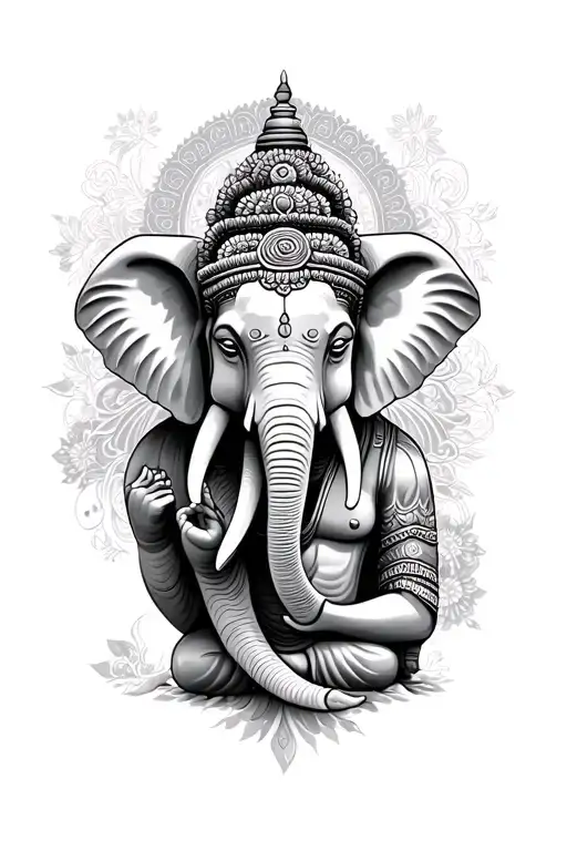 Elephant and Buddha  tattoo design idea