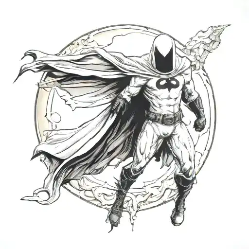 Moon knight with crescent from marvel comics tattoo design idea