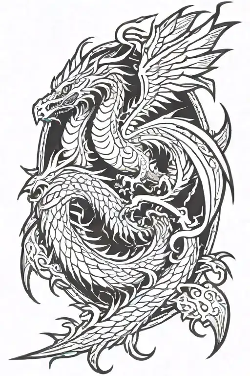 dragon and phoenix rising tattoo design idea