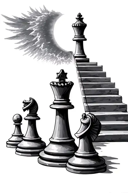chess and stair way to heaven tattoo design idea