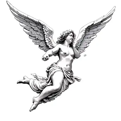 plus size angel falling Icarus falling from the sky tattoo design idea
