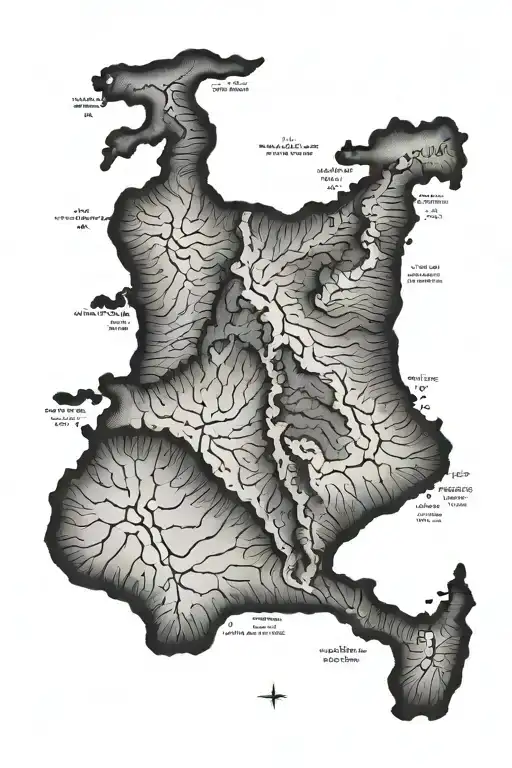 island of Oahu with topography tattoo design idea