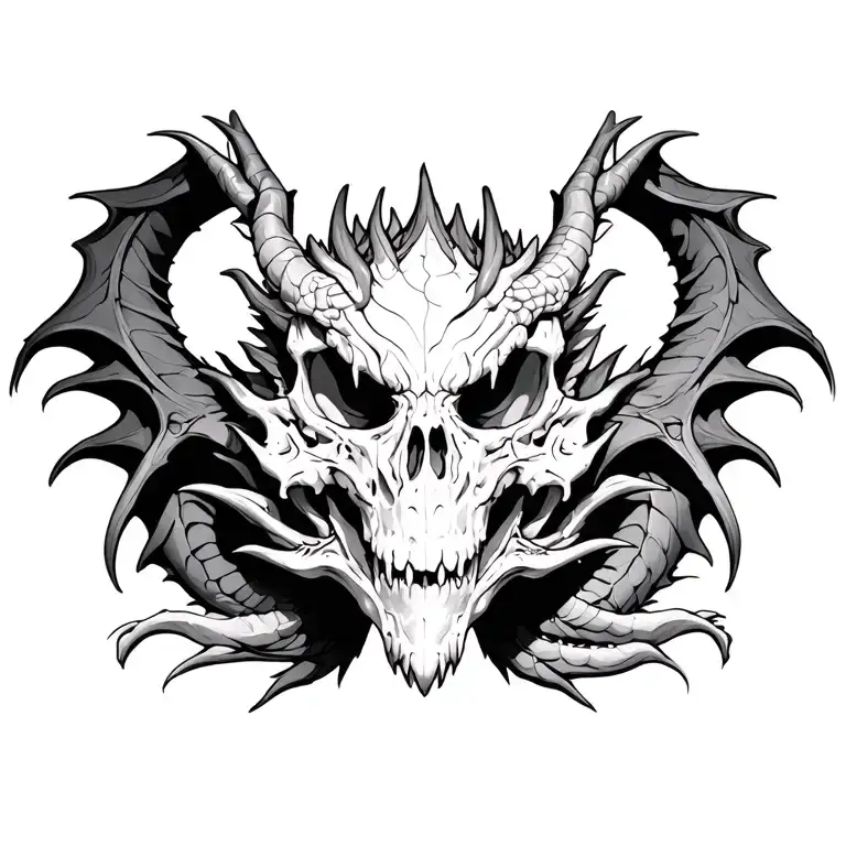 Dragon Skull tattoo design idea