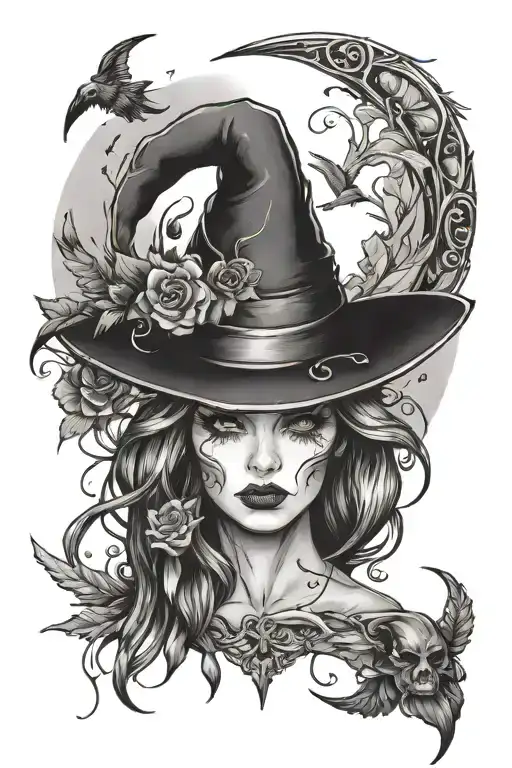 witchy style tattoo tattoo design idea