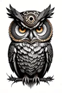 steampunk owl tattoo design idea