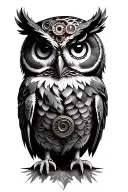 steampunk owl tattoo design idea