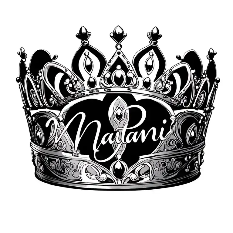 Malani and Naomi script font princess tiara tattoo design idea