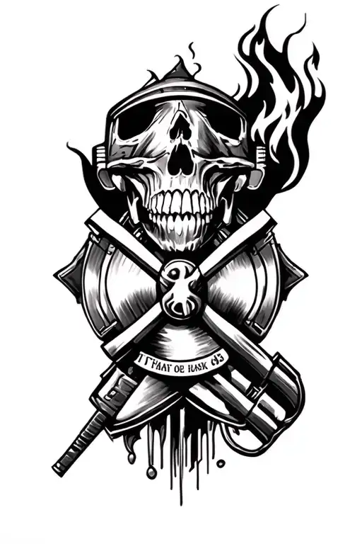 Isaiah 43:2 firefighter skull tattoo design idea