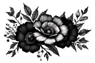 create a tattoo for me, with july birth flowers in black fine line, it’s small and danty to go on my bikini line  tattoo design idea