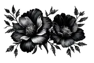 create a tattoo for me, with july birth flowers in black fine line, it’s small and danty to go on my bikini line  tattoo design idea